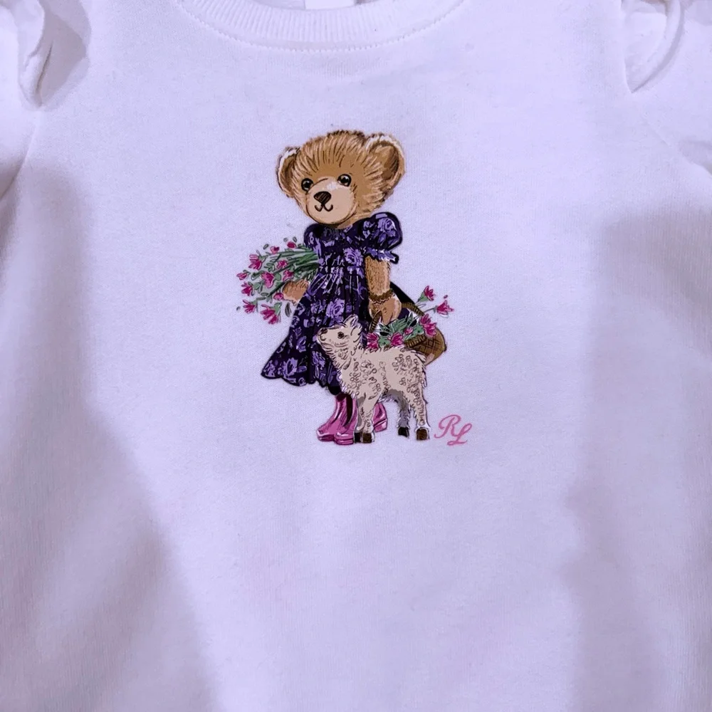 Ralph Lauren Cream Bear Graphic Pajama Set